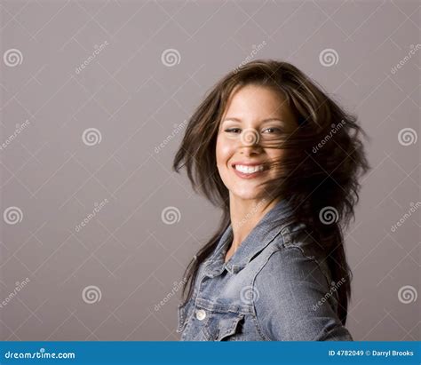 Brunette Hair Across Face Stock Image Image Of Glamour 4782049
