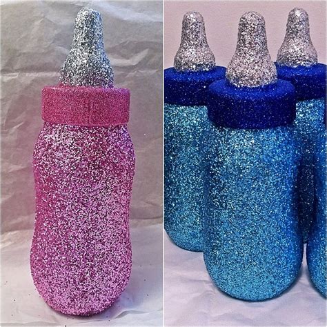 4 Beautiful Glitter Baby Bottle Bank Centerpieces Roughly 10 34 Tall