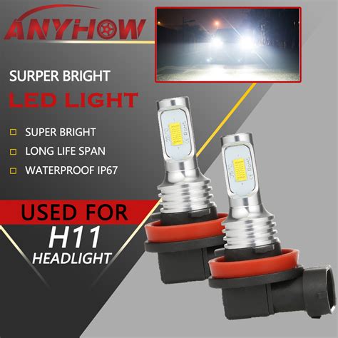 Anyhow H Led Headlight Super Bright Bulbs Kit Lm High Low Beam