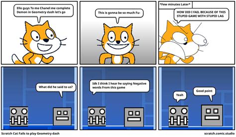 Scratch Cat Fails To Play Geometry Dash Comic Studio