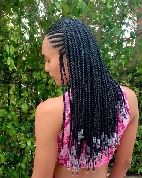 Fulani Braids With Clear Beads Added Hair Styles Hair Ponytail