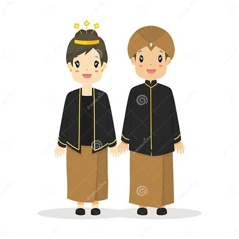 Cute Couple Wearing Central Javanese Indonesia Traditional Dress