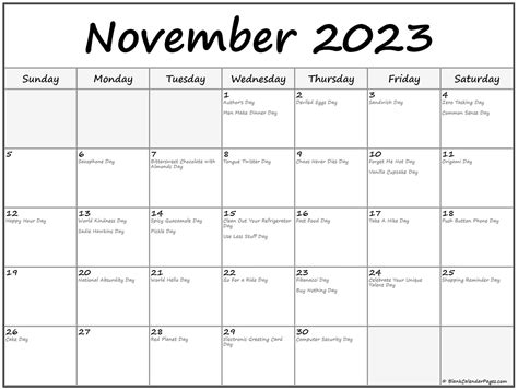 November 2023 Calendar Recette 2023