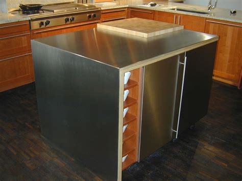 Stainless Steel Kitchen Island With Waterfall Edge Designed By