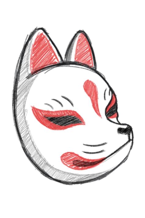 Kitsune Mask In 2021 Kitsune Mask Mask Drawing Japanese Drawings