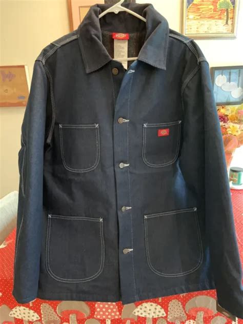 Vtg Dickies Nos Sz L Blanket Lined Blue Denim Chore Barn Jacket Coat 70