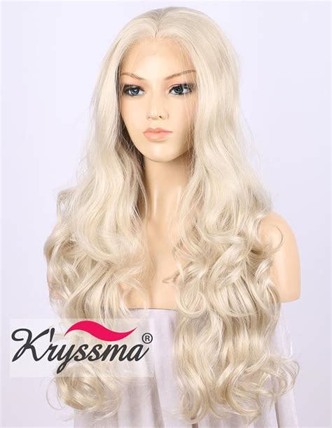 K Ryssma New Arrival Platinum Blonde Wig Cosplay Long Wavy Lace Front