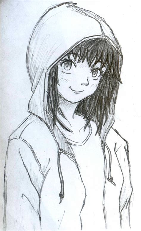 Skizze Bild Drawing Of A Girl In A Hoodie