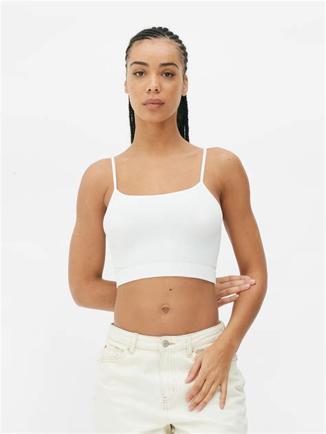 Womens White Seamfree Ribbed Cropped Cami Top Primark