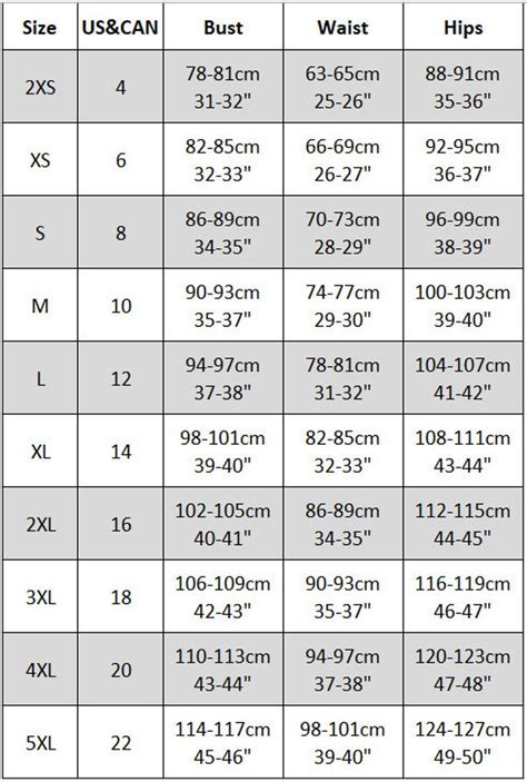 International Size Guide And Measuring Chart Etsy Measurement Chart