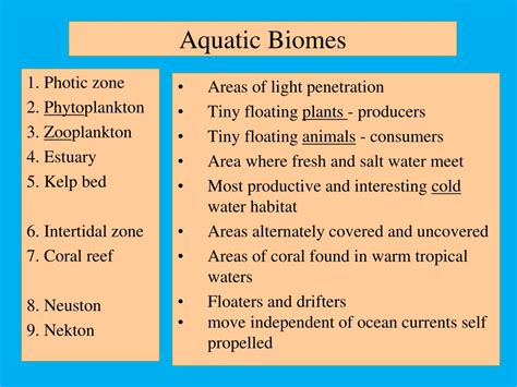 Ppt Aquatic Biomes Powerpoint Presentation Free Download Id1431525