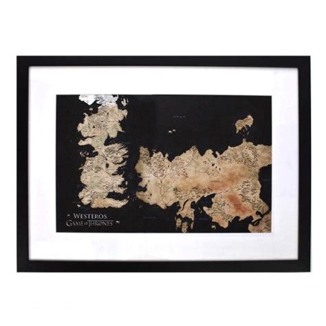 Game Of Thrones Westeros And Essos Map Framed Print 22x30 Framed Maps