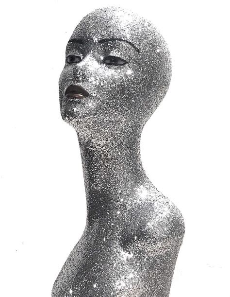 Silver Mannequin Head Female With Shoulders Handmade