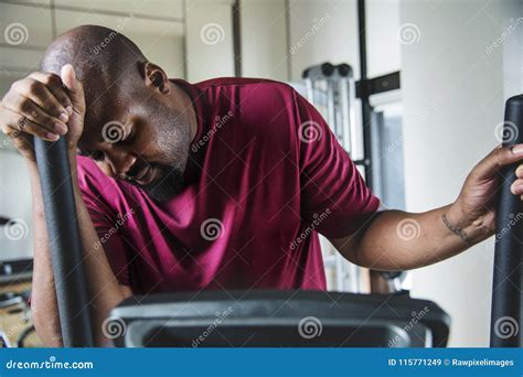 Man Running On A Treadmill Stock Image Image Of Tired 115771249