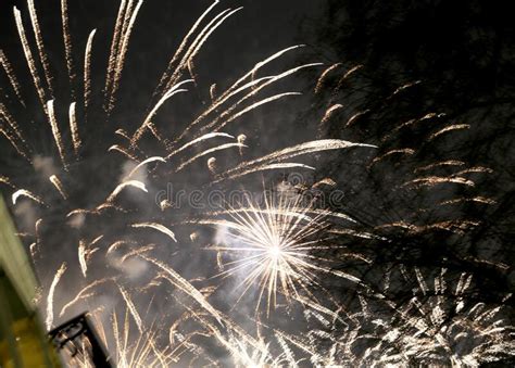 Burst Colorful Fireworks In Night Dark Sky Stock Photo Image Of