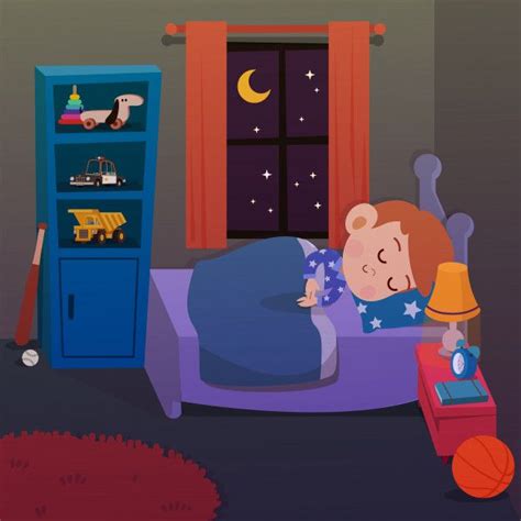 Kid Sleep In Room Vector Illustration Sleep Cartoon Kids Sleep Kids