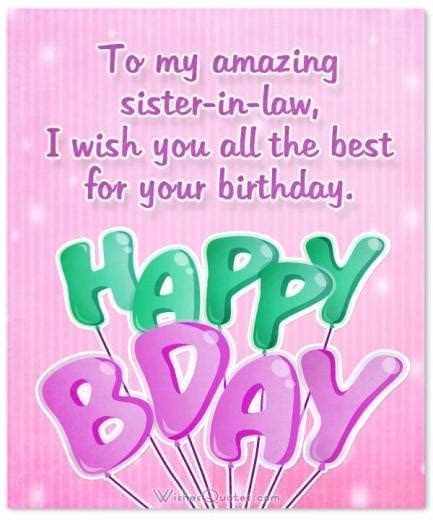 Sister In Law Birthday Messages And Cards By Wishesquotes