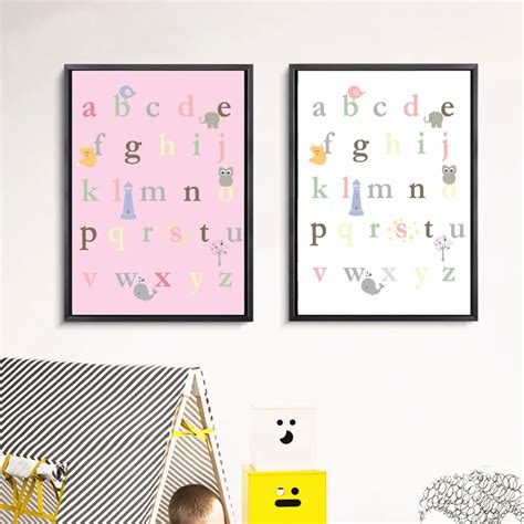 Girls Alphabet Letters Canvas Art Print Painting Poster Wall Pictures