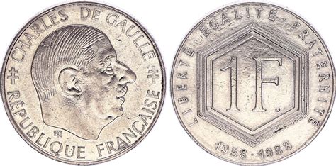 Pièce France 1 Franc Charles De Gaulle 1958 1988 Sans Diférent Ttb
