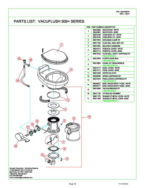 Sealand Dometic Vacuflush 509 Toilet Spare Parts