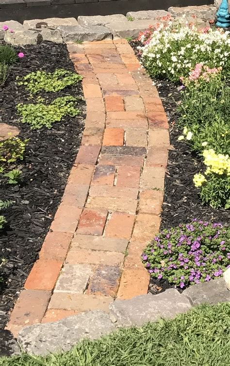 Recycled Brick Path By Clever Hubby Brick Garden Stone Garden