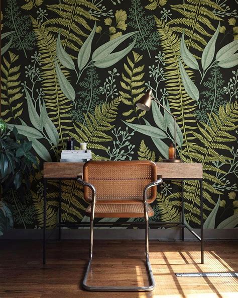 Botanical Greenery Peel And Stick Wallpaper Fern Wallpaper Etsy