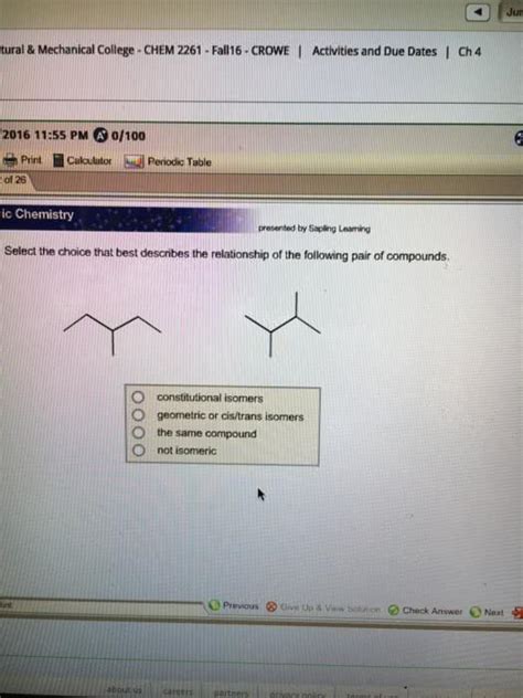 Oneclass Classify The Following Pair Of Compounds As