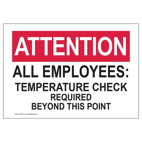 Covid Sign Attention All Employees Temperature Check