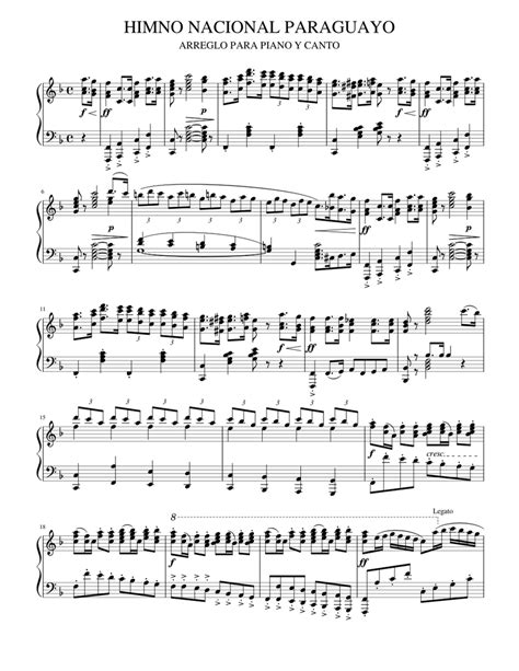Himno Nacional Paraguayo Sheet Music For Piano Solo