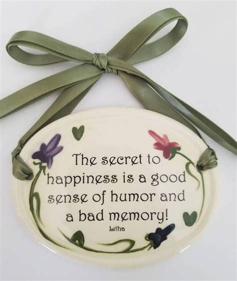 Ceramic Plaque The Secret To Happiness Is A Good Sense Of Etsy
