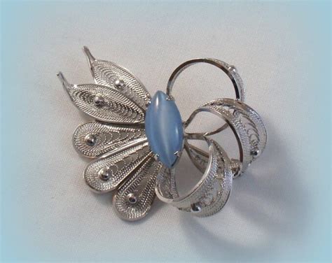 Vintage Alice Caviness Sterling Silver And Blue Moonstone Brooch Etsy