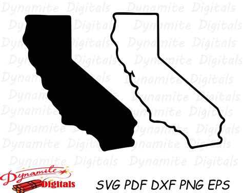 California State Outline California State Of California Etsy