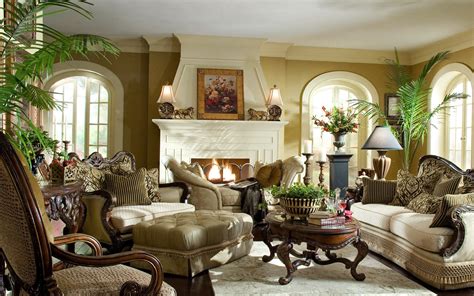 Wallpaper Living Room Furniture Antique Beautiful Interior