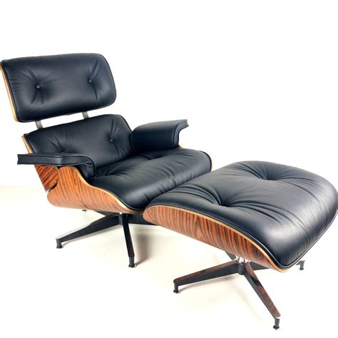 SillÓn Eames Lounge Chair Ottoman Cuero Negro Réplica Tendencia Home