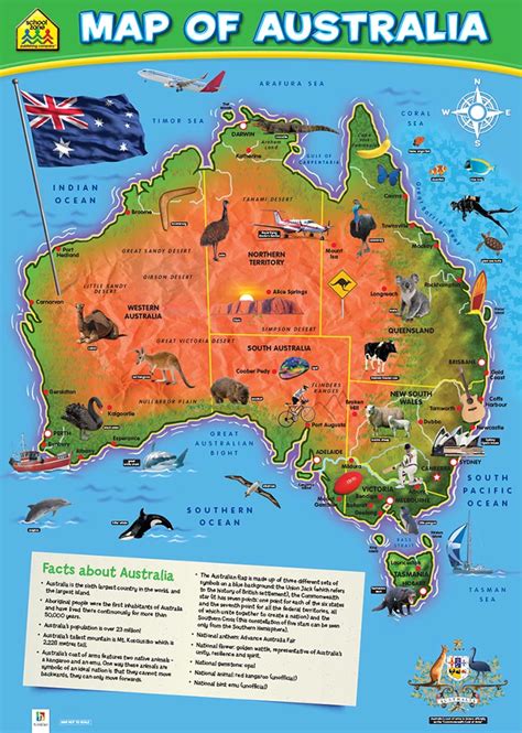 School Zone Wall Chart Map Of Australia Wall Charts Educational