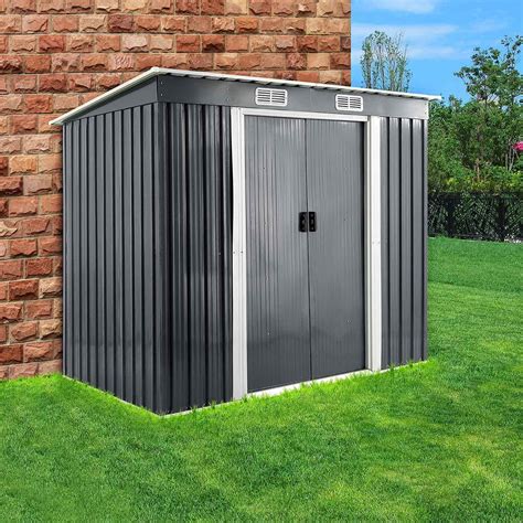 Buy Mornon Ft X Ft Lockable Garden Shed Outdoor Metal Garden Storage Shed Box With Sliding