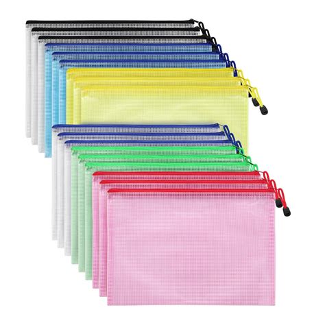 Mesh Zipper File Pouch A4 Letter Size Multi Color Bags With Zip 18
