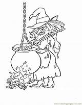 Witch Coloring Cauldron Printable Halloween Pages Witches Color Kids Para Holidays sketch template