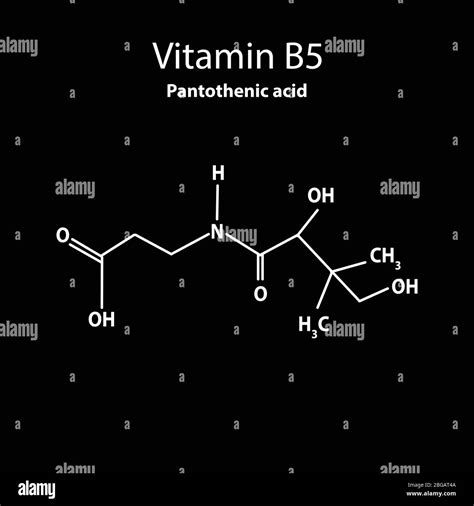 Vitamina B5 Ácido Pantoténico Fórmula Química Molecular Infografías