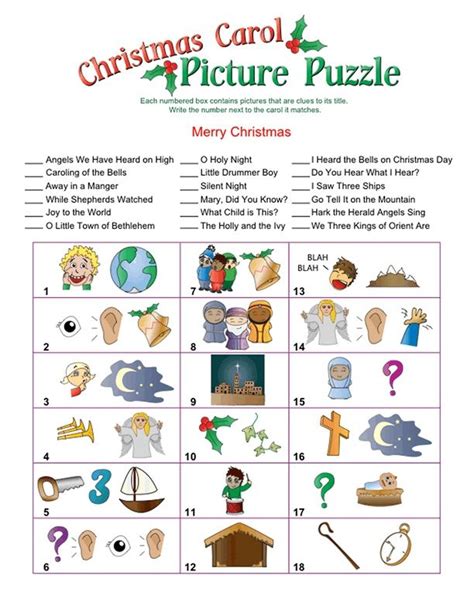 See more ideas about rebus puzzles, picture puzzles, christmas pictures. Christmas Carol Picture Puzzle: | Christmas song games ...