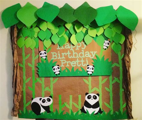 Panda Themed Party Backdrop Used Butcher Paper To Create The Branches