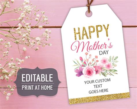 Happy Mother S Day Printable Gift Tags Editable Personalized Gift Favor Tags Template With