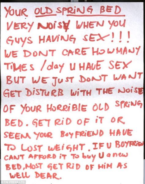 Noisy Sex Letters Left By Grumpy Neighbours Daily Mail