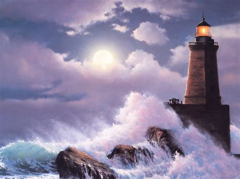 Lighthouse In Stormy Ocean Hd Wallpaper Background Image 1920x1440