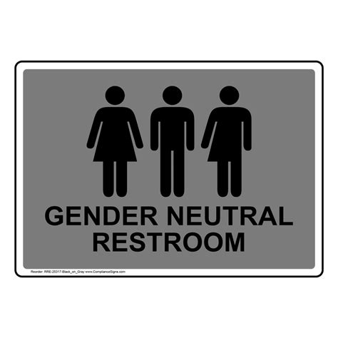 gender neutral restroom sign black on gray 6 sizes easy order
