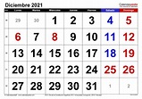 Calendario diciembre 2021 en Word, Excel y PDF - Calendarpedia