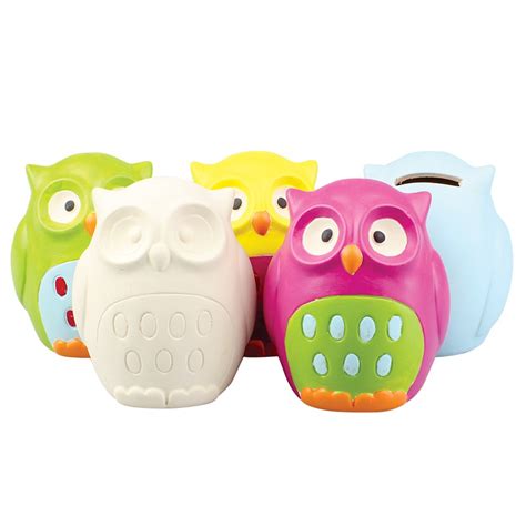 Ceramic Owl Money Box Each Ceramic Cleverpatch Art And Craft Supplies