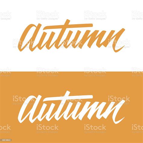 Hand Lettered Word Autumn Calligraphic Season Inscription Stock