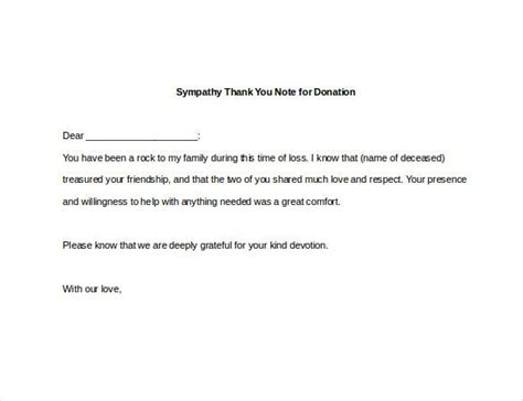 4 Sympathy Thank You Notes Free Sample Example Format Download