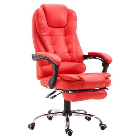 Save red desk chair to get email alerts and updates on your ebay feed. HomCom High Back Reclining PU Leather Executive Home Office Chair With Retractable Footrest ...